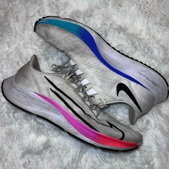 Nike Mens size 13 Zoom Pegasus Running Shoe White with Colorful Detailing - Picture 1 of 6